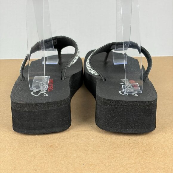 Skechers Cali Vinyasa Yoga Foam Platform Thong Sandals Womens 8 Jeweled Silver - Picture 6 of 10